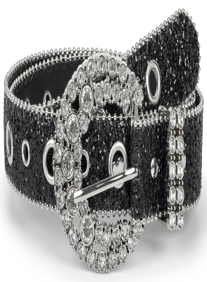 Vikodah Women Western Rhinestone Buckle Belt Fashion Cowgirl Cowboy Bling Studded Diamond Punk Waistband - Image 1